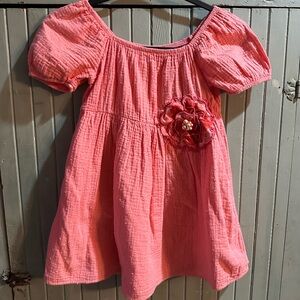 Hand-Embellished Coral Toddler Dress | Floral Beading